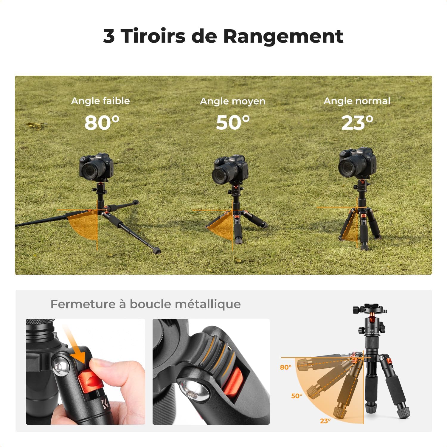 trépied photo portable – vue détaillée