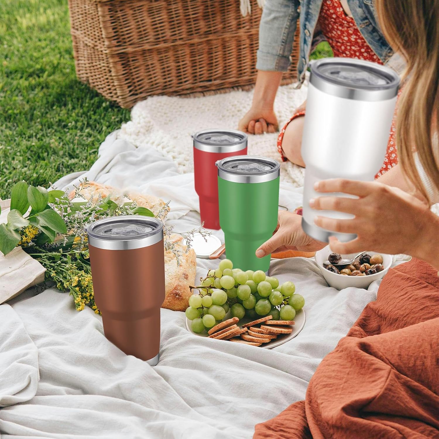 YOUKE OLA 12 Pack Insulated Tumbler - 30oz Stainless Steel Double Wall Vacuum Travel Coffee Tumbler Cup with Lid and Straw for Cold & Hot Drinks (Mixed Colors) - Image 7