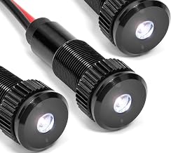 Oznium 3 Pack of PLUG-N-PLAY Instrument Cluster LED Indicator Light Dash Bulbs. Aluminum Pilot Lights. Acrylic Lens. Flush Panel Mount 5/16" 8mm 12V for Speedometer Odometer (Black Bezel, White LED)