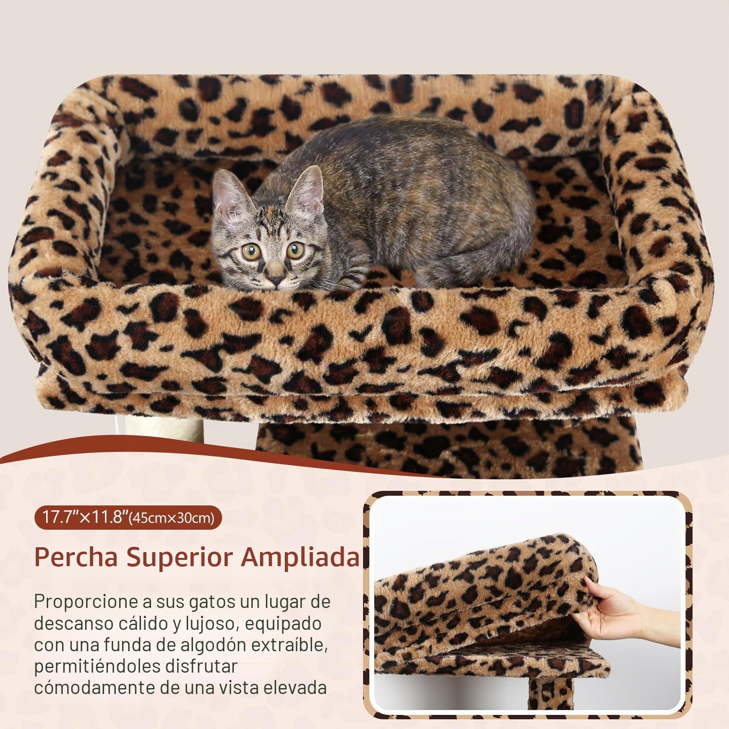 Globlazer Árbol Rascador Leopardo Esquina para Gatos Alto 178 cm con Hamaca, 2 Nidos, Plataformas, Tabla Rascar Sisal, Peluche Juguetes, Estable Torre para Grande Gatos Adulto (F70 Pro, Leopardo)