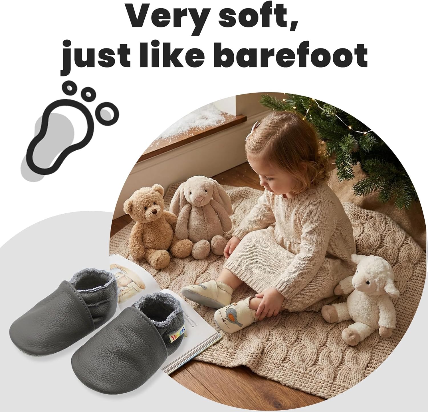YALION Baby Leather Shoes,SOFE Sole Baby Walking Shoes,Slip-on Boys Girls Slippers with Elastic Ankle,Anti-Slip Crib Shoes for Infant Toddlers - Image 5