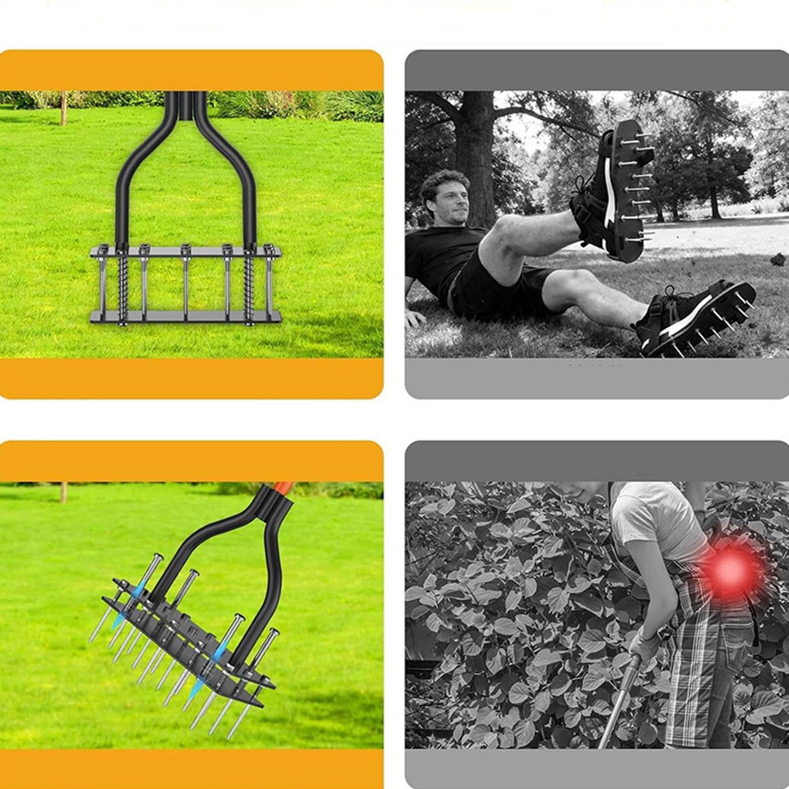 Aireador de Césped Herramienta De Jardín Reforzada Con Autolimpieza | Herramienta Resistente para Aireación en Jardines para Terreno Hogar Campo Golf Jardinería Parque Primavera y Otoño Cuidado