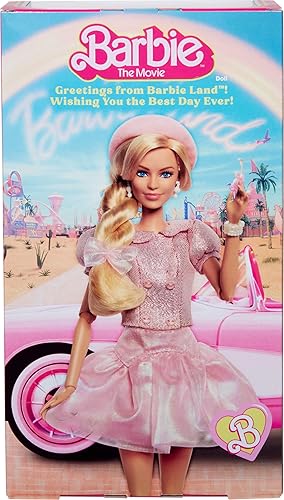 Barbie Le Film Poupée à Collectionner inspirée du Film avec Margot Robbie, avec Une Tenue composée d’Un Chemisier et d’Un Tutu Roses, Une Coiffure emblématique et des Bijoux Assortis, JBJ53 - 6