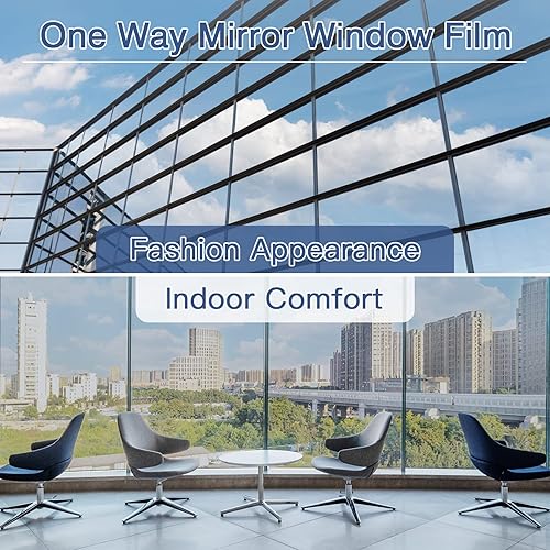 Miniatura 7 de Haton Película unidireccional de privacidad para ventana, para el hogar, oficina, bloqueo solar, control de calor, tinte anti UV, adherencia