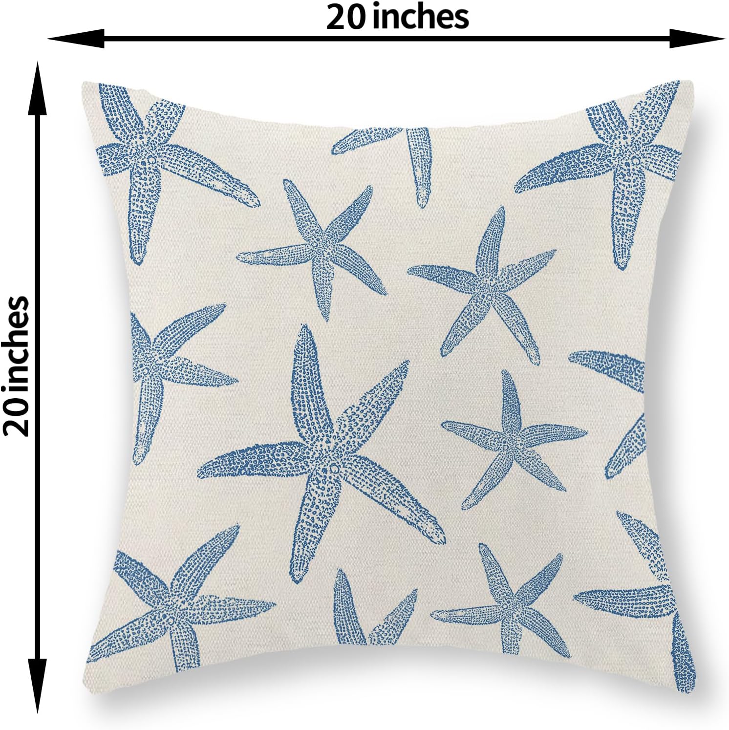 Navy Blue Starfish Pillow Covers 20x20 Set of 2 Coastal Throw Pillows Spring Summer Nautical Ocean Theme Beach Decorative Pillow Cases Farmhouse Outdoor Decor Cushion Case for Home Bedroom image 2