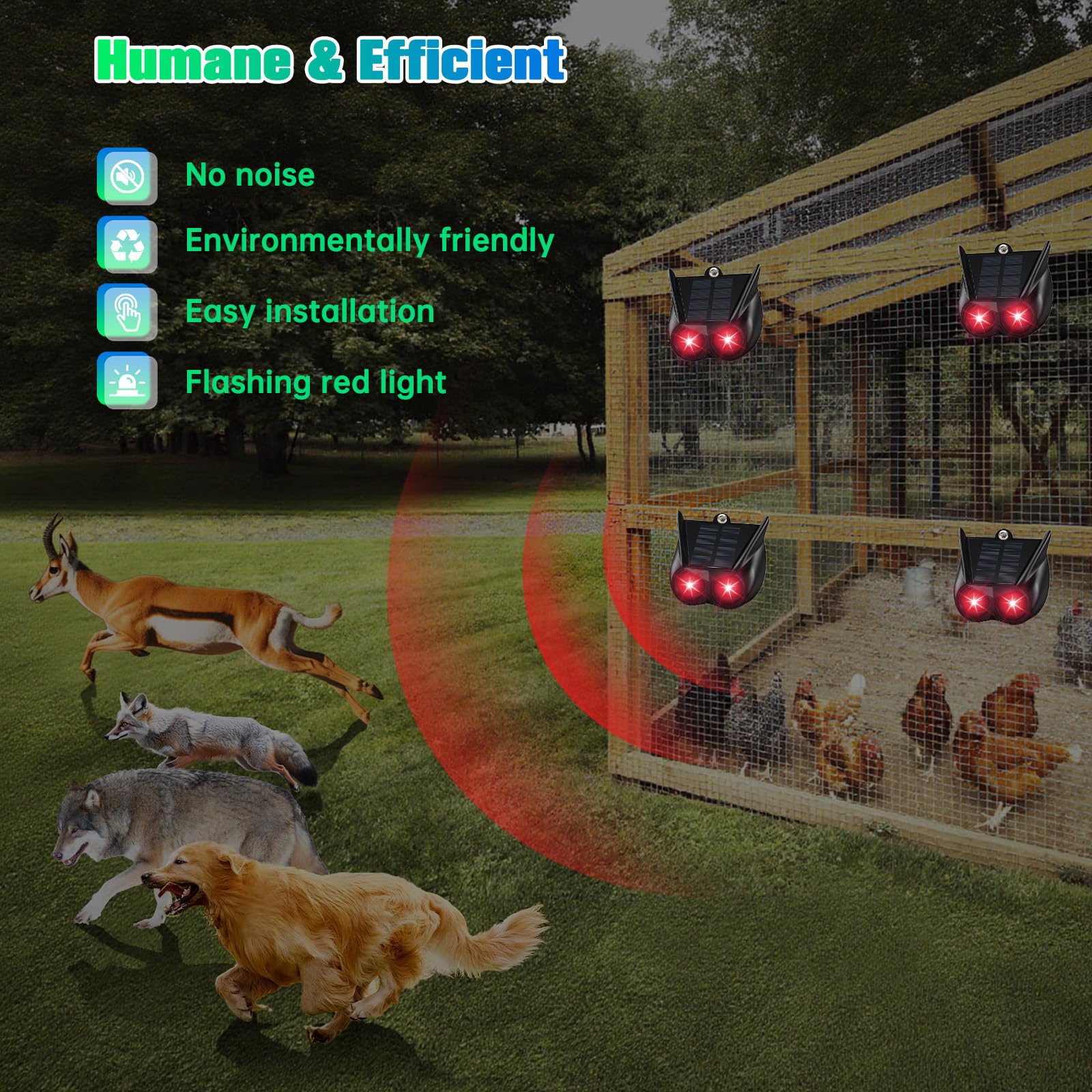 Repellente per Gatti Solare, Dissuasore per Gatti da Esterno Notturno con Luce Rossa Lampeggiante, Dissuasore per Piccioni Impermeabile per Giardino, Cani, Volpi, Cervi