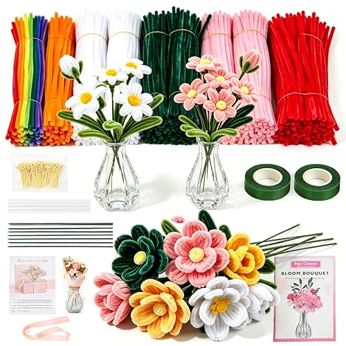 Lymoc DIY Flower Bouquet Kit with 2 Glass Vases, 600PCS