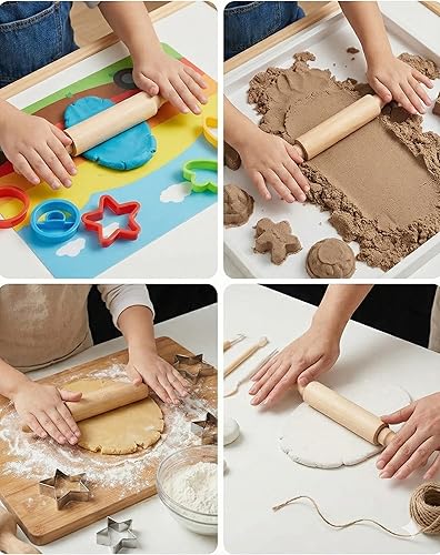 Miniatura 2 de Mini rodillos de 8 pulgadas para niños (paquete de 6) sin astillas, madera dura antiadherente para hornear, manualidades sensoriales, Play-Doh,