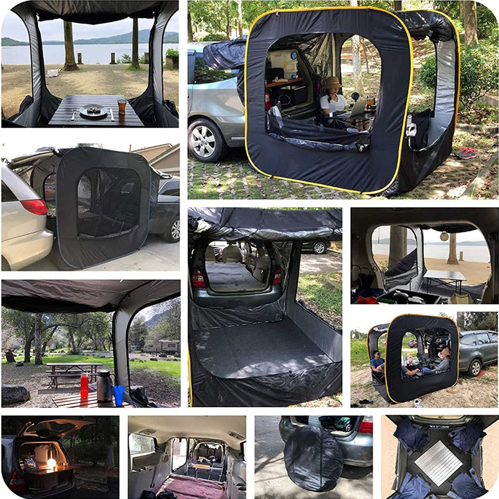 SUV Van Autozelt 2–5 Personen heckklappenzelt heckzelt Auto, Driveaway-Heckklappenmarkise, freistehendes Campingzelt, Pop-Up-Familienzelte für SUV oder Van/Bus, Fahrzeuge