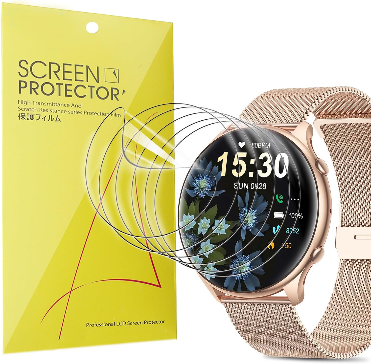 Lamshaw Compatible for SLOKSFil Smart Watch Screen Protector, [6 Pack] Full Coverage TPU Clear Film Compatible for SLOKSFil S51 1.39” Smart Watch (6 Pack)