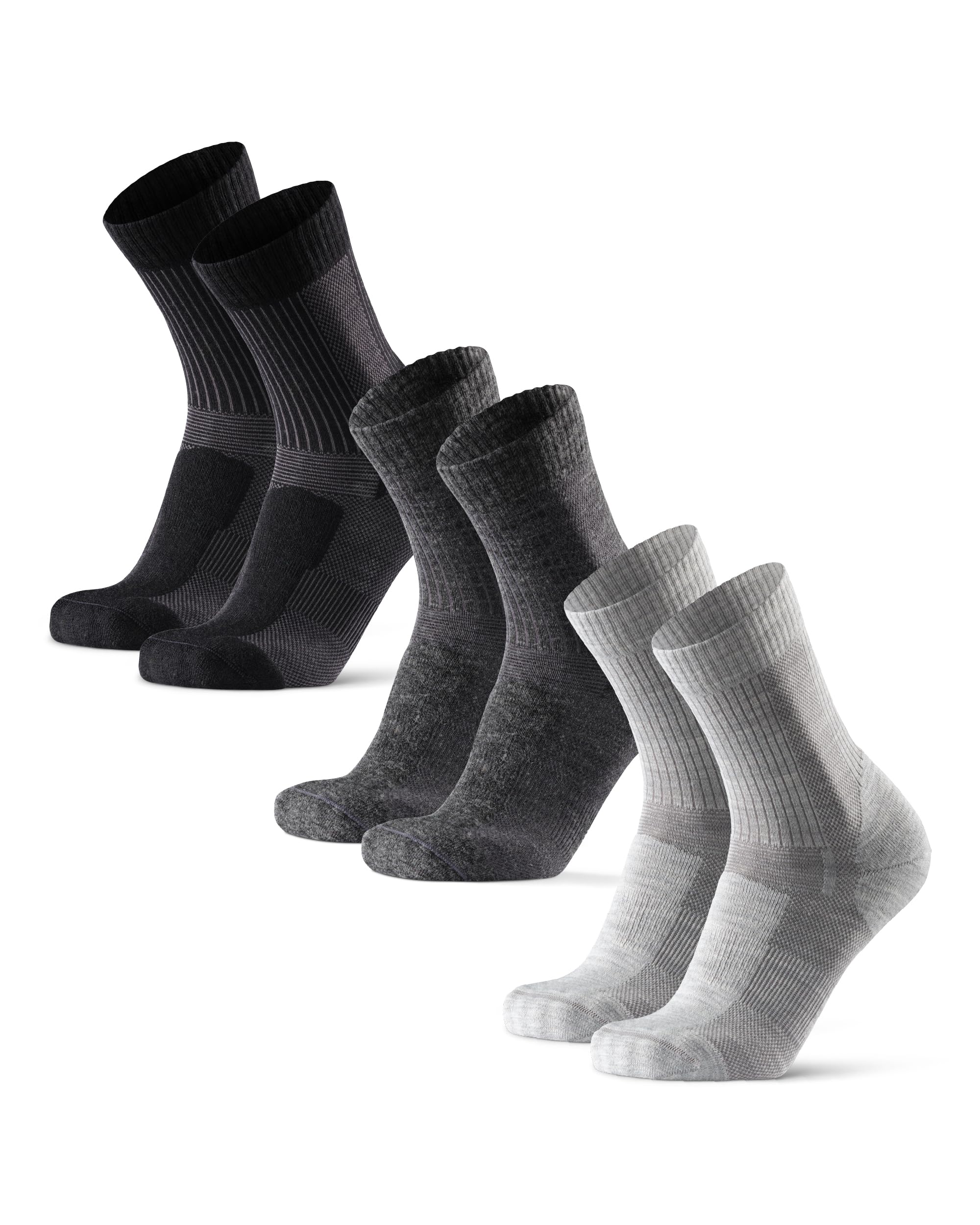 DANISH ENDURANCE Calze Trekking Leggere in Lana Merino, Anti-Vesciche, Traspiranti, da Uomo, Donna, Bambino, 3 Paia