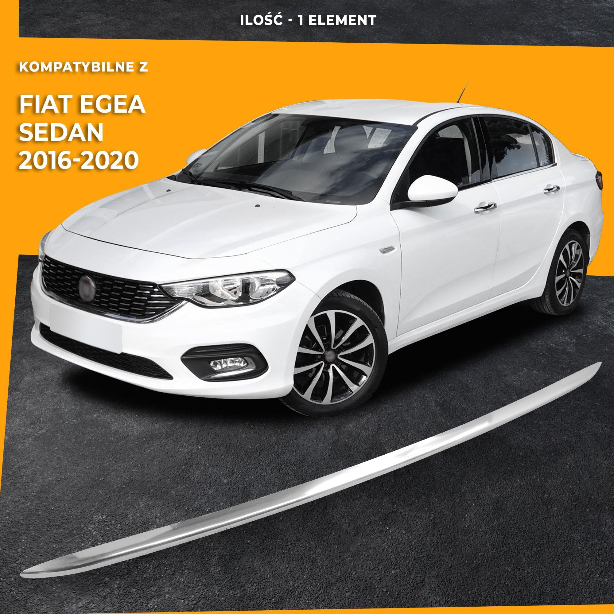 CHROMEMASTER | Kompatybilna z Fiat Egea Sedan 2016-2020 | Listwa Atrapy Zderzaka Przedniego; Stal Nierdzewna Polerowana | Idealne Dopasowanie; Nowy, Atrakcyjny Wygląd Samochodu