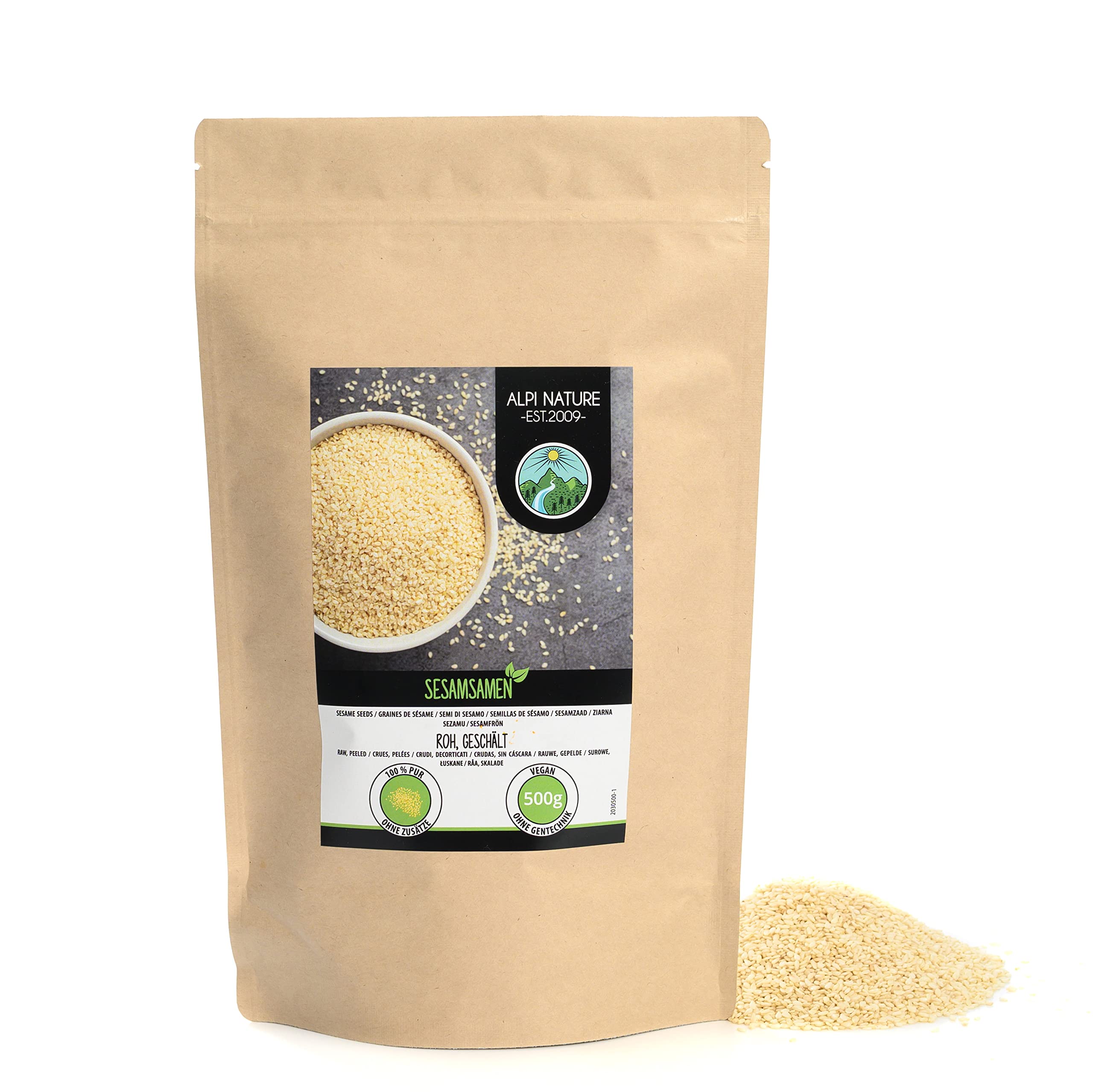 White Sesame Seeds Peeled 500g 1.1 lb, Peeled White Sesame Seeds, Gluten Free