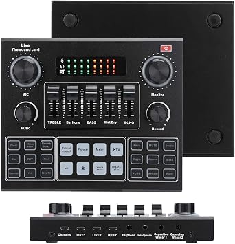 V9 Bluetooth Sound Card Stereo Audio Mixer with Effects and Voice Change for Computer Game Mobile Phone Live Broadcast