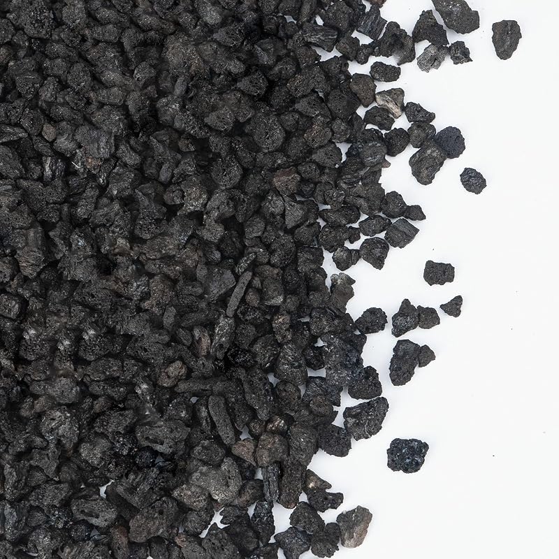 Pedra vulcânica para plantas Pulovin, cascalho preto irregular para suculentas, cactos e bonsai, 1,13 kg