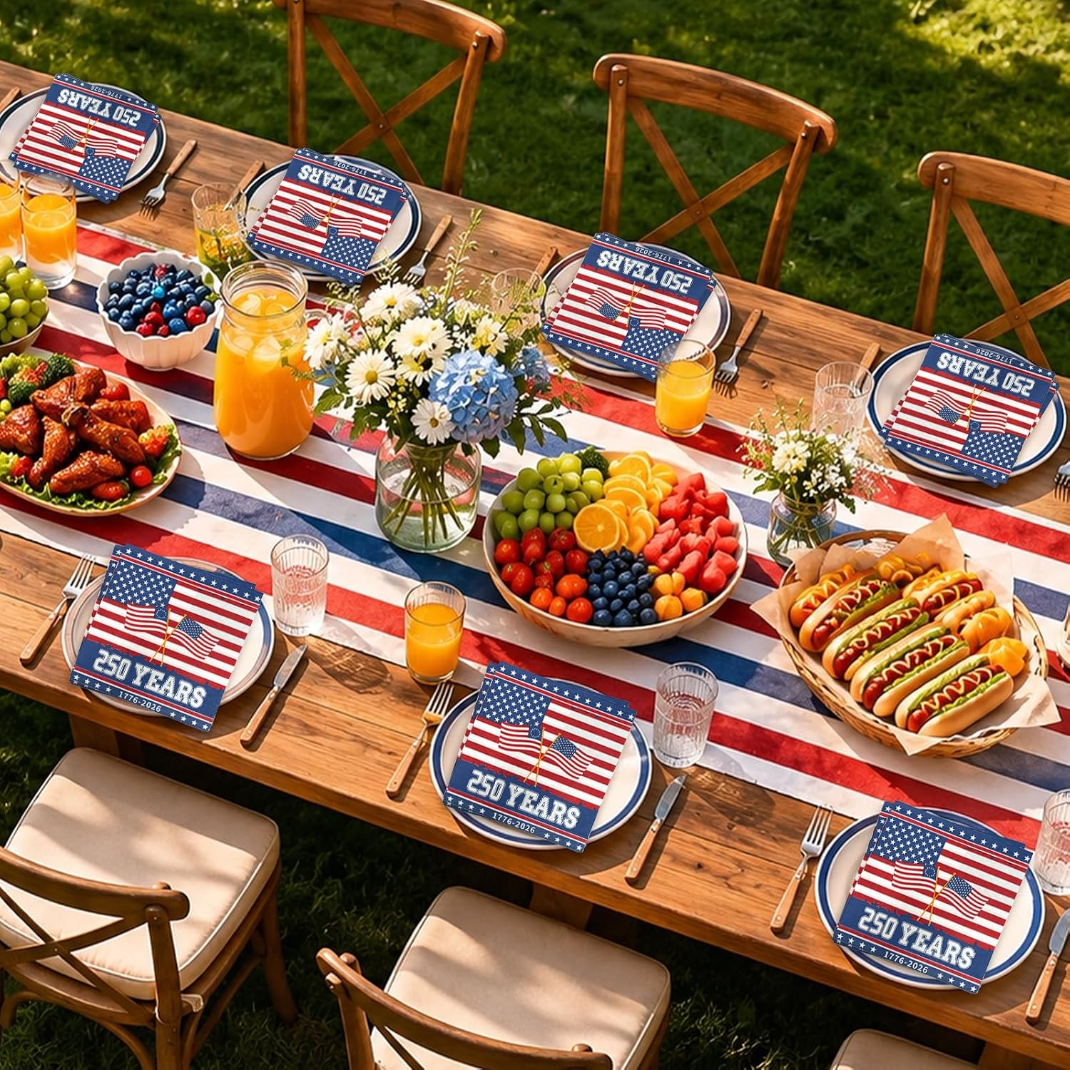 USA 250th Anniversary Patriotic Napkins,50 Pcs American Flag Design Disposable Paper Luncheon Napkins for 4th of July Independence Day Celebration,Veterans Day,Red White Blue Patriotic Party Events