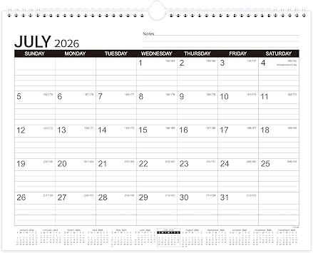 2026-2027 Wall Calendar - Desk/Wall Calendar 2026-2027, Jul.2026 - Dec.2027, 11-1/2"x14.68", Ruled Blocks, Spiral Bound, Monthly Calendar
