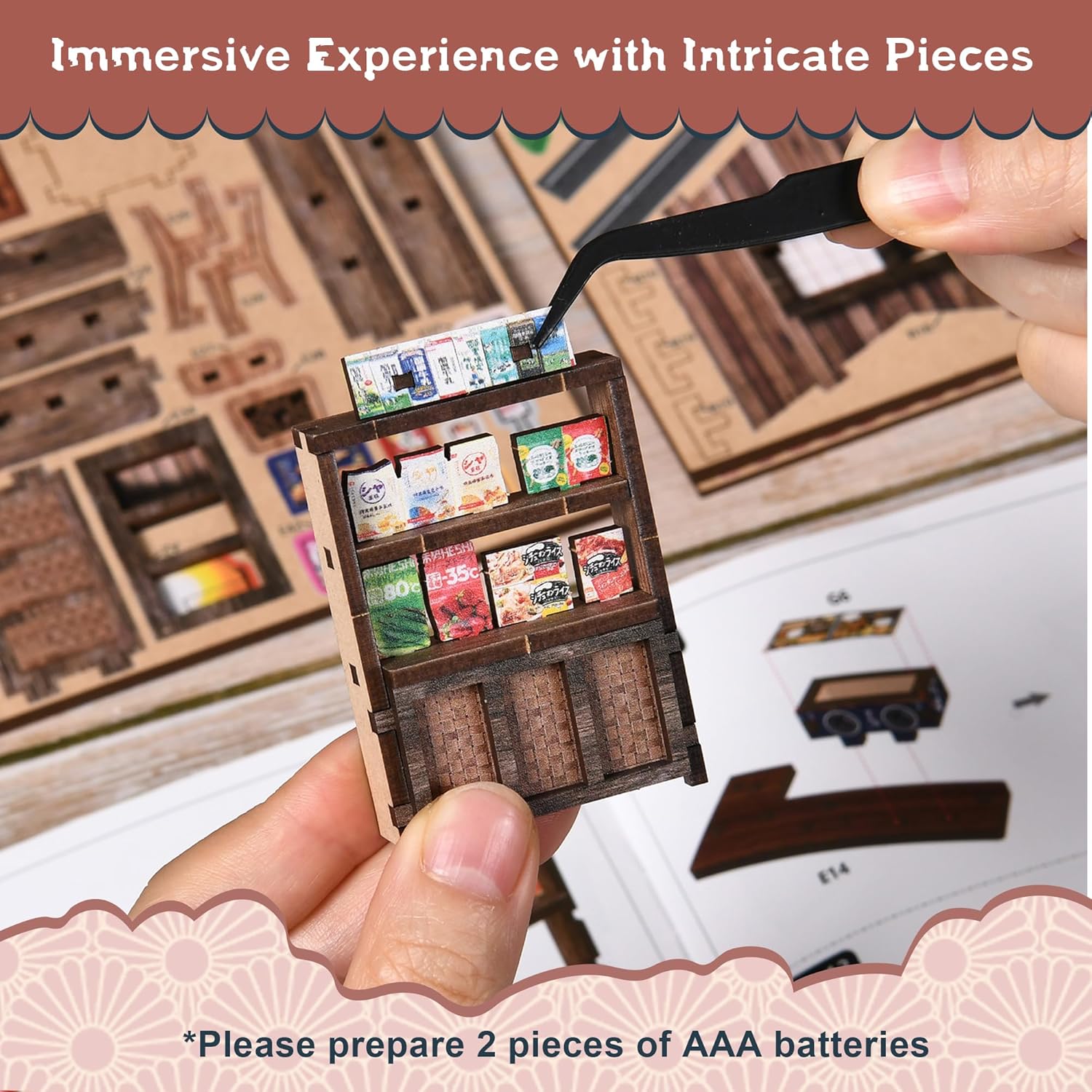 Soothee DIY Miniature House Kit, DIY Book Nook with LED Light | 3D Puzzles for Adults and Teens, Tiny House Building Kits for Bookshelf Decor, Relaxing Gift for Craft Lovers | Kasuga Grocery Store