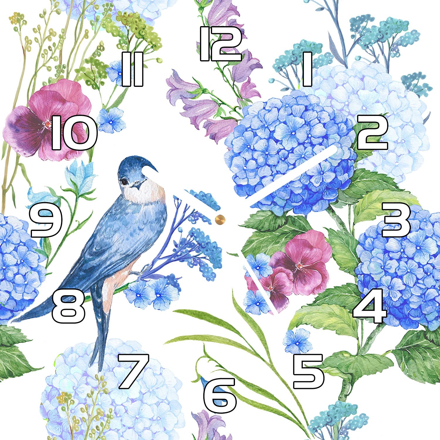 Horloge murale en verre de sécurité silencieuse 30x30 cm fleur