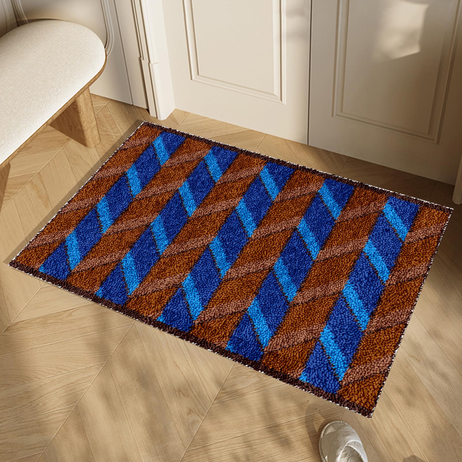 Kit per tappeto con gancio a scatto per adulti, kit fai da te con tela stampata per ricamo, kit per decorazione domestica, kit per cuscino da pavimento con filato all'uncinetto, 55,9 x 76,2 cm