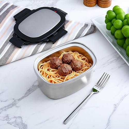 Miniatura 5 de Recipiente de alimentos de acero inoxidable, almacenamiento rectangular aislado, 33 oz