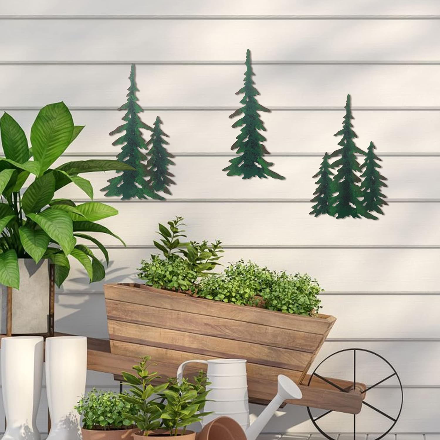 J-Fly Pine Decoration Pine Metal Wall Art Outdoor Metal Wall Art Tree Wall Art Valentine Home Metal Art For Living Room Bedroom Bathroom Kitchen Porch Valentine Wall Decor 11 Inch