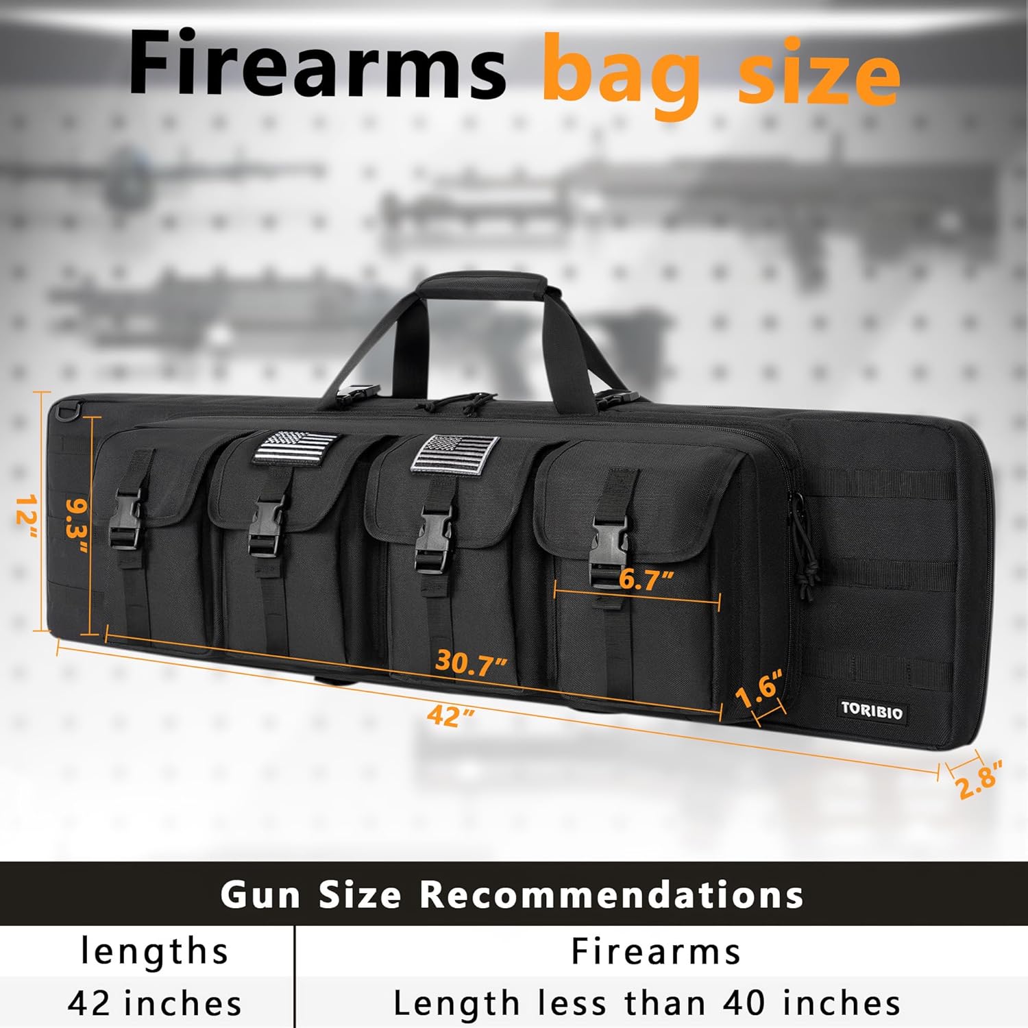 TORIBIO Double Rifle Case Soft Bag 32" 34" 36" 42" 46" 48'' 51“ 55” Gun Case Tactical for Rifle Pistol Firearm Storage, Transportation and Hunting Shooting Range, Rifle Backpack - Image 2