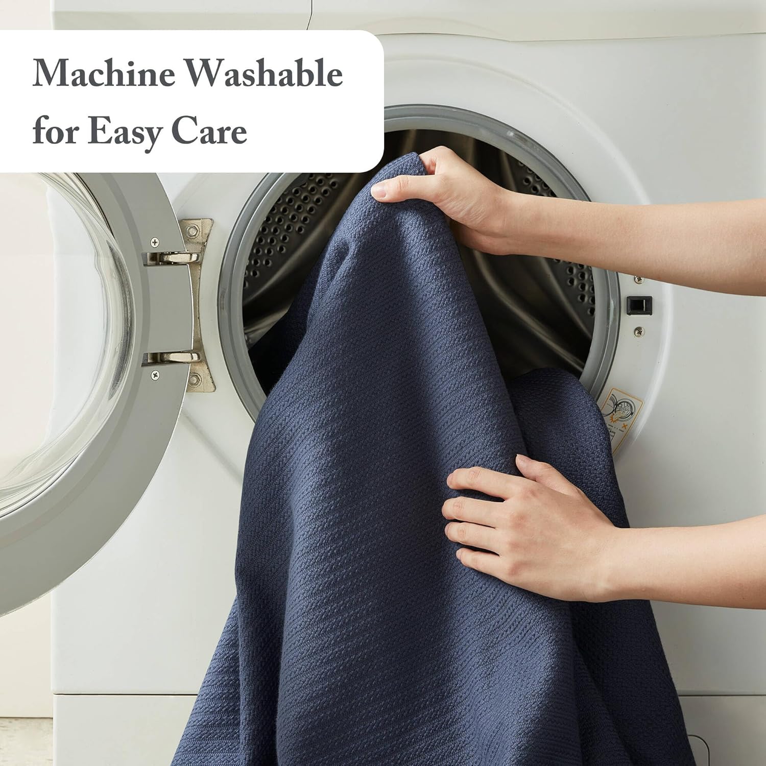 Madison Park Liquid Cotton Blanket Breathable, Softer Ring Spun Weave, Diamond Motif, Luxurious 100% Cotton All Seasons Lightweight Summer Blanket for Bed, Couch, Office, Navy, Full/Queen - Image 10