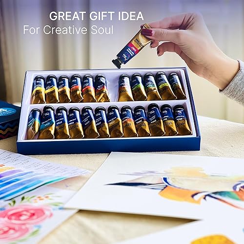 Miniatura 8 de ArtWhale - Juego de pintura de acuarela en tubos de 05fl oz05 onzas 24 colores  Juego de pintura de calidad profesional para principiantes artistas