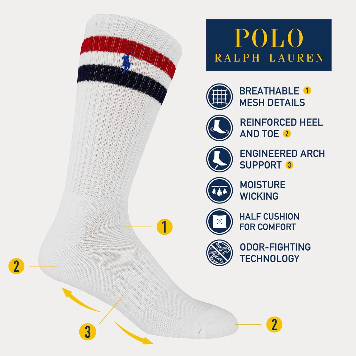 POLO RALPH LAUREN mens Performance Cotton Crew 6 Pack - Image 4