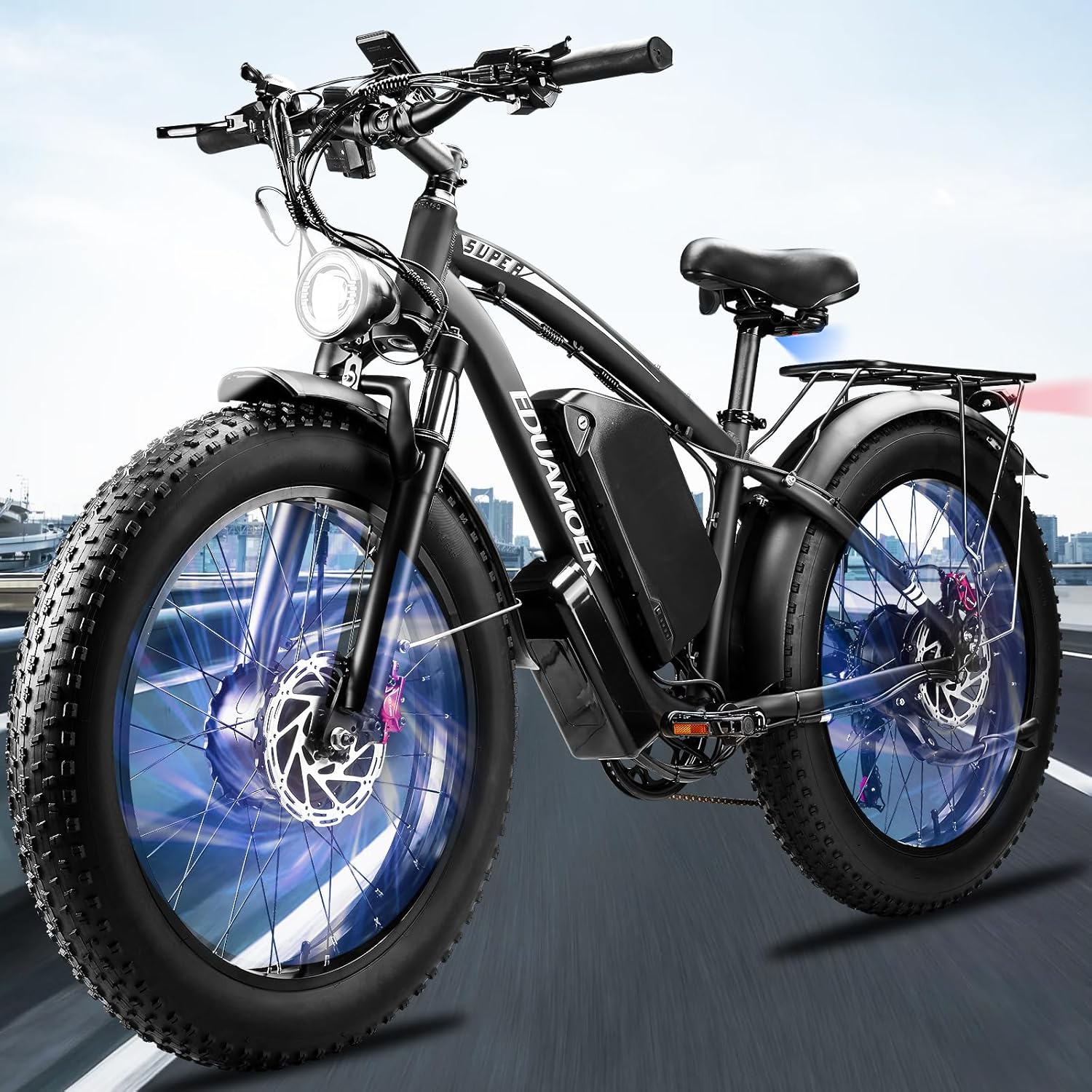6000W Peak 52V 34Ah 1768Wh Battery Dual-Motor-Ebike for Adults-Men-Women, 42-46MPH 105 Miles Range Fast-Ebike-Dual-Motor-Electric-Bike,24"*4.0" Fat-Tire-Electric-Bicycle Lockable Suspension