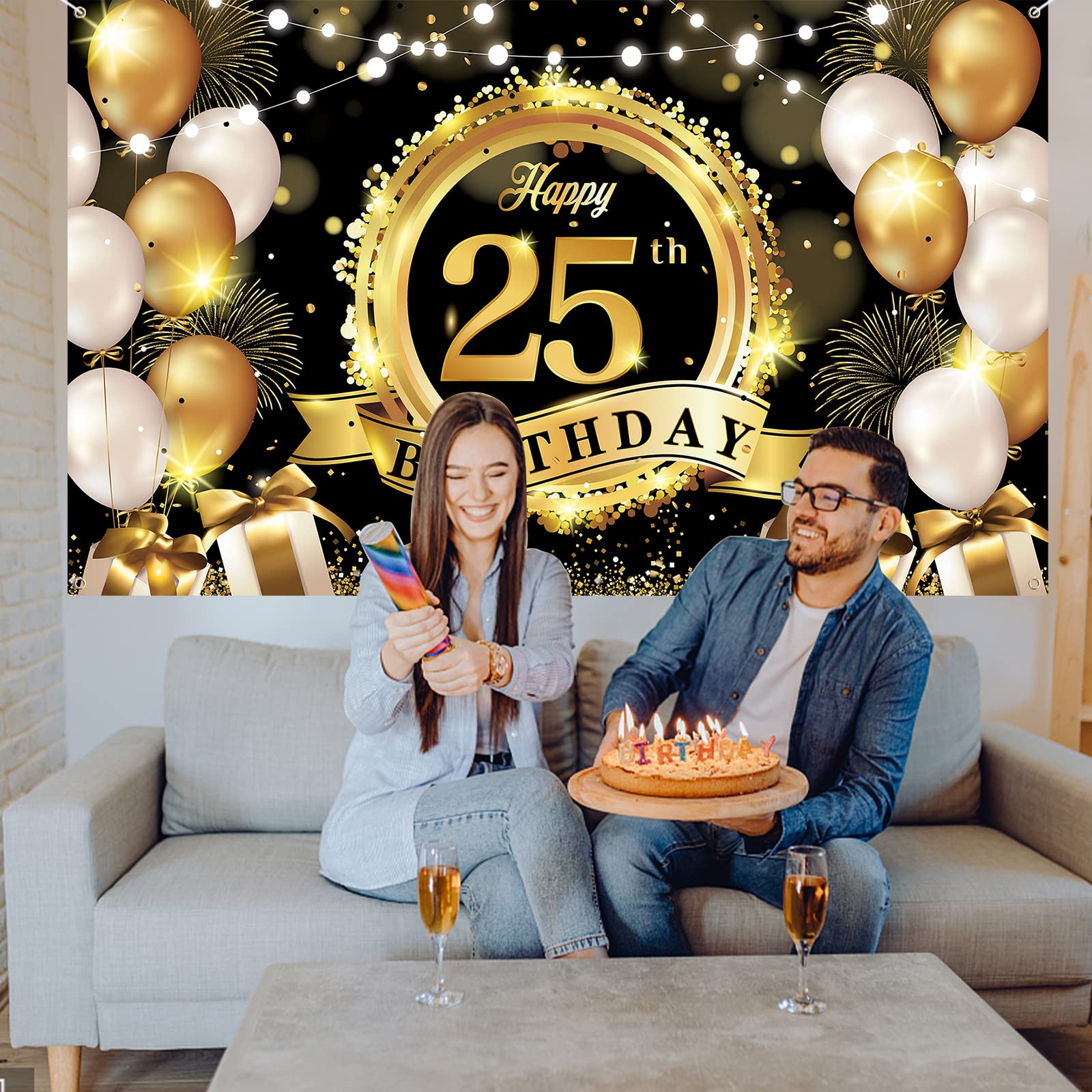 Toile De Fond « Happy 25th Birthday » - Bannière De Décoration De