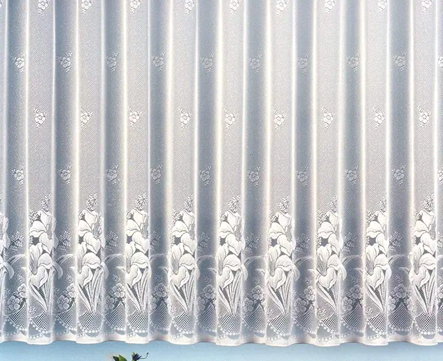 Heimtexland Gardine Jacquard Store weiß Blumenmuster 160x600 cm für Fenster 190-235 cm