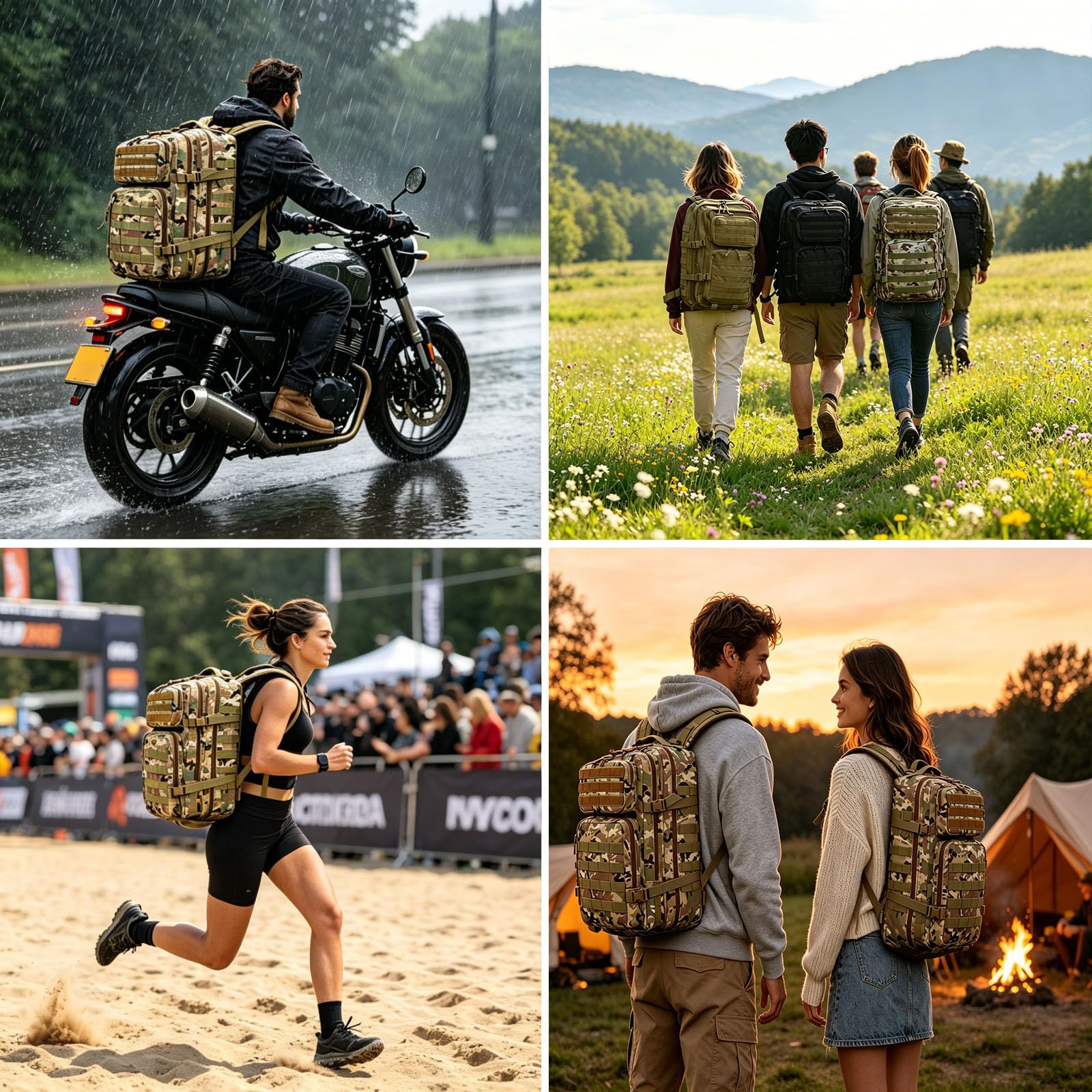 Lawaia 50l Sac à Dos Voyage Loisir, Sac à Dos Pour Moto Trekking RandonnéE Camping PêChe Escalade Alpinisme Ou Utilisation Quotidienne