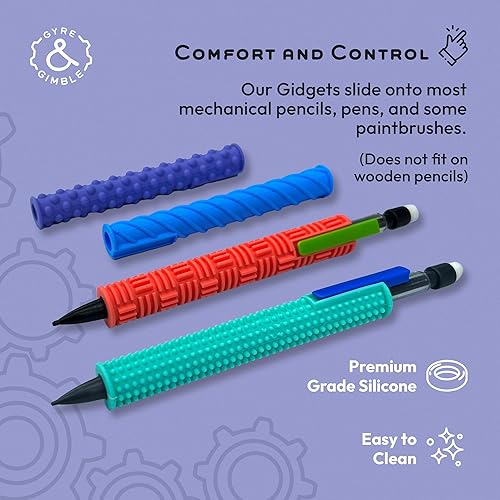 Miniatura 3 de Gyre & Gimble Fundas de Lápiz de Silicona Texturizada para Dedos Nerviosos Silenciosos – Transforma Tu Lápiz Mecánico en una Herramienta Sensorial