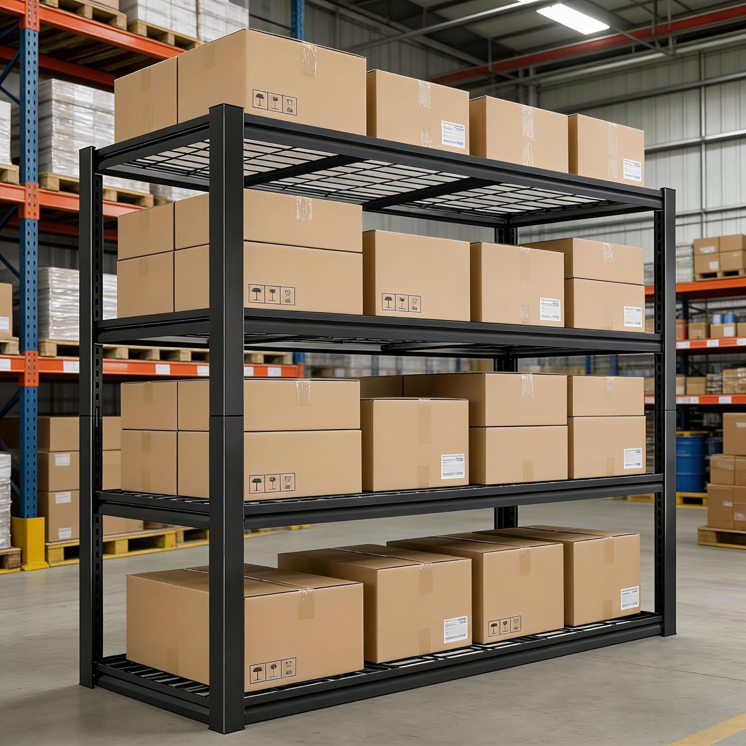 Garage Shelving Unit,Black Storage Shelf,5 Tier Storage Racks Shelving, Shelves Units Free Standing, Heavy Duty Metal Adjustable Shelves (1, 19.6" D x 39.37" W x 59.84" H(Wire Mesh))