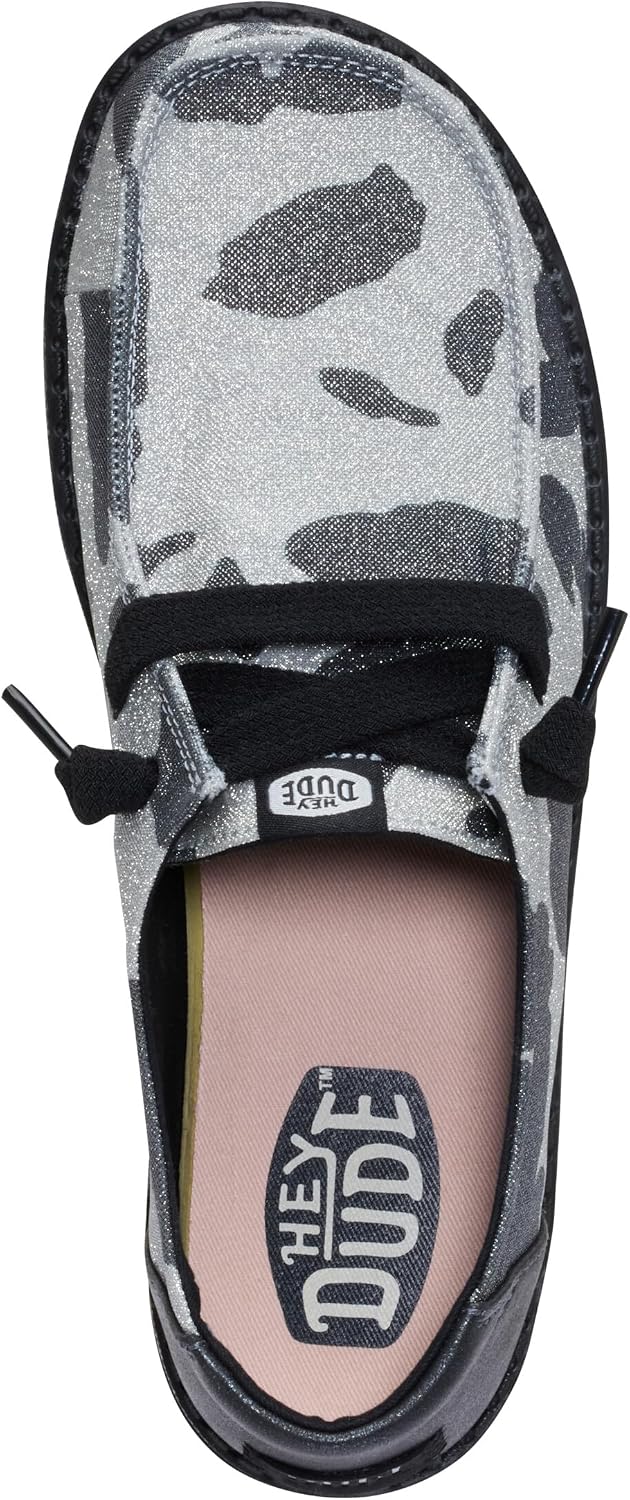 HEYDUDE Women's Wendy Sparkle Animal Print Slip-On Loafers | Lightweight Comfortable Walking Shoes for Women