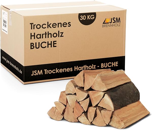 30kg Brennholz - 100% Buche, ofenfertig, Scheitlänge ca. 25 oder ca. 33 cm - für Kamin, Ofen, Feuerschalen, Lagerfeuer - Buchenholz Kaminholz Feuerholz Grillholz (Scheitlänge ca.25cm) - 1