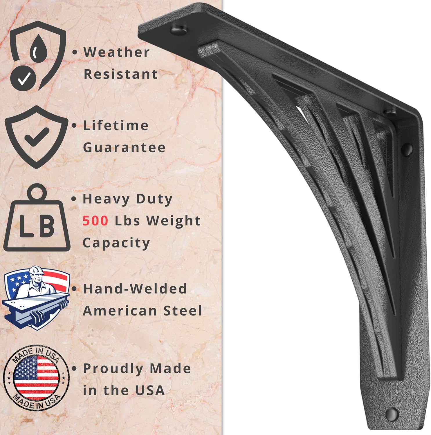 Starby Ravenel Designer Series Heavy Duty Decorative Mantel and Countertop Supports - Beautifully Crafted Corbels for Fireplace, Shelving or Counters - 500 Lb Capacity - (2 Pack) (8"x8"x2")