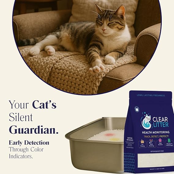 Crystal Cat Litter with Color-Changing Health Monitoring Crystals 30-Day Odor Control, Low Dust, Non-Clumping, Ultra Absorbent, Safe for Multi-Cat Households, Easy Clean Silica Gel