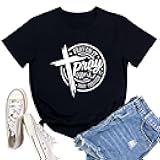 LOOKFACE Womens Pray Graphic Tees Cute Tops