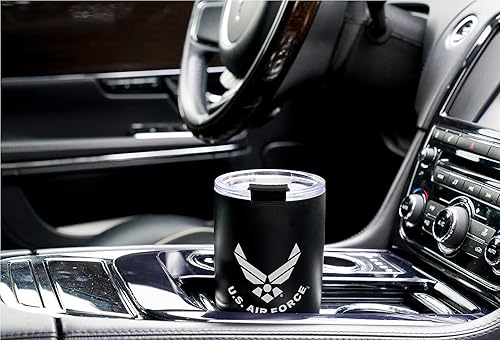 Miniatura 7 de Military Gift Shop - Vaso de 20 onzas de la Fuerza Aérea, taza de café de acero inoxidable de doble pared con tapa  Regalos de la Fuerza Aérea  Vaso