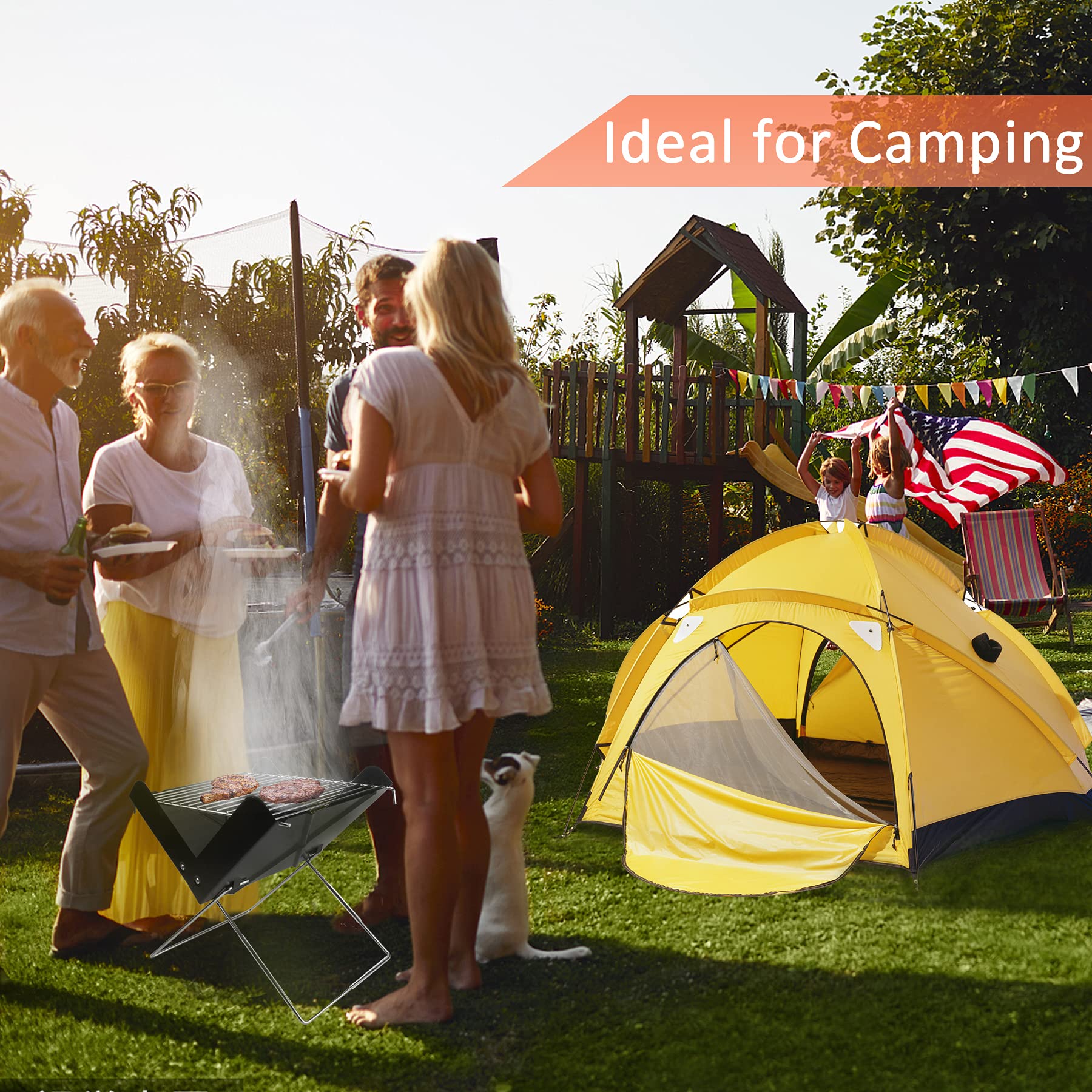 YSSOA Barbecue à charbon portable de 30,5 cm – Barbecue pliable en forme de carnet de notes, amovible et pliable, mini barbecue de camping, noir
