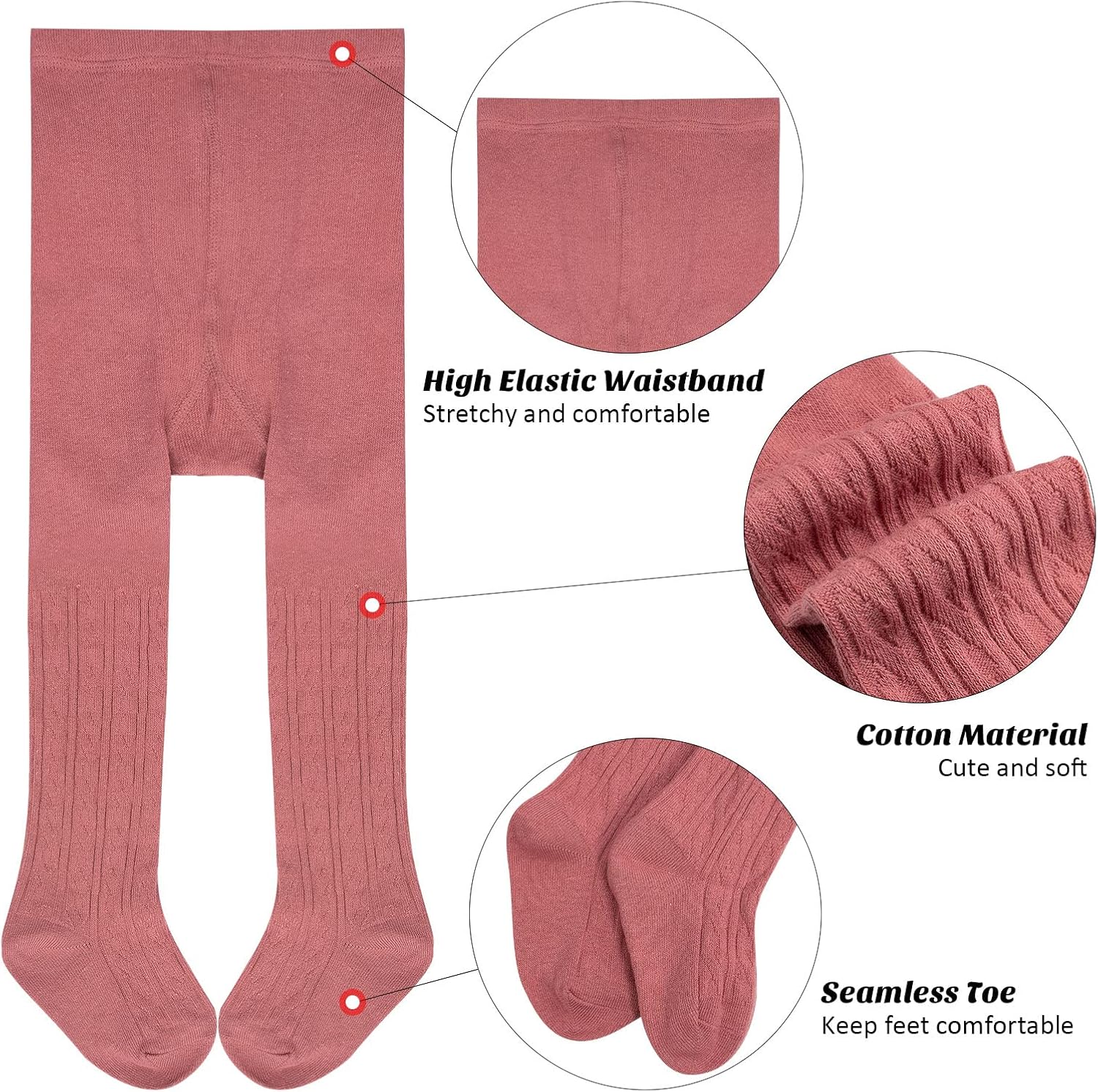 5 Pack Baby Toddler Girls Cable Knit Tights Cotton Footed Leggings Pantyhose Stocking Pants 1-9Years - Image 2