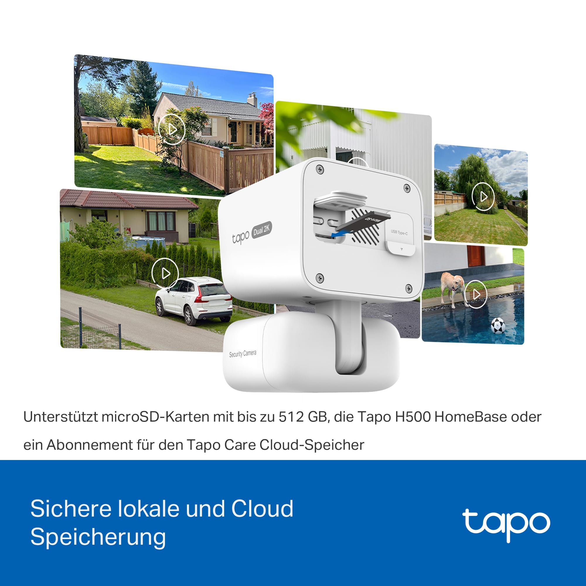 Tapo C645D KIT Solar Überwachungskamera Außen mit Akku | 2K Dual-Objektiv | 165° Winkel + 6mm Objektiv | Dual-Band 2,4GHz/5GHz WLAN | KI-Erkennung | 24/7 Aufzeichnung | Lokale MicroSD & Cloud Speicher