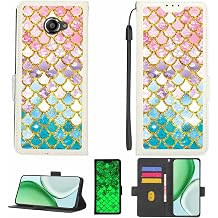 Case Compatible for Vodafone Smart Ultra 7 Phone Case Flip Cover [with Tempered Glass Screen Protector][RFID Blocking][Gold Glitter+Luminous] LPT-YL