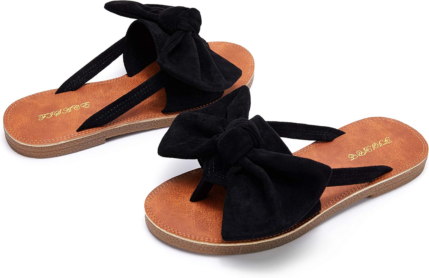 FISACE Womens Slip On Flip Flops Ring Toe Strappy Summer Gladiator Flat Sandals - Image 6