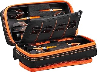 Casemaster Plazma Pro Black and Trimmed Dart Case with Phone Pocket, for Both Steel tip and Soft tip Dart Sets