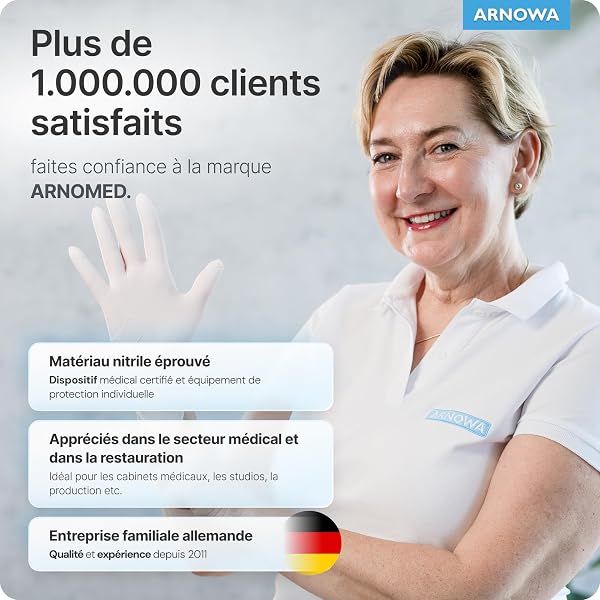 100x ARNOMED® Gants en nitrile taille XS Blanc, Gants à usage unique pour chirurgie & laboratoire, Gants en nitrile sans poud - 5