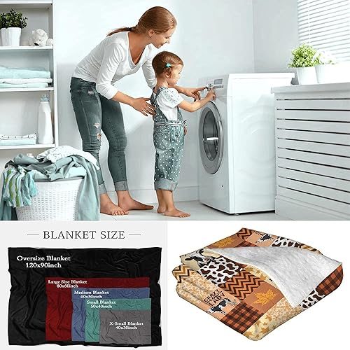 Miniatura 9 de Manta con estampado de vaca, linda manta de vaca ultra suave, con hojas de arce, manta de otoño para niños pequeños, mujeres y hombres, regalos de